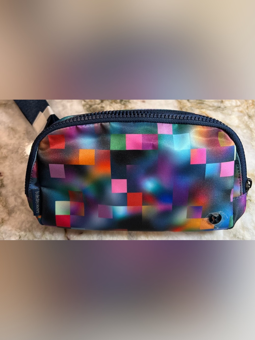Lululemon New Multicolor Pixel Print Belt Bag - Navy Trim
